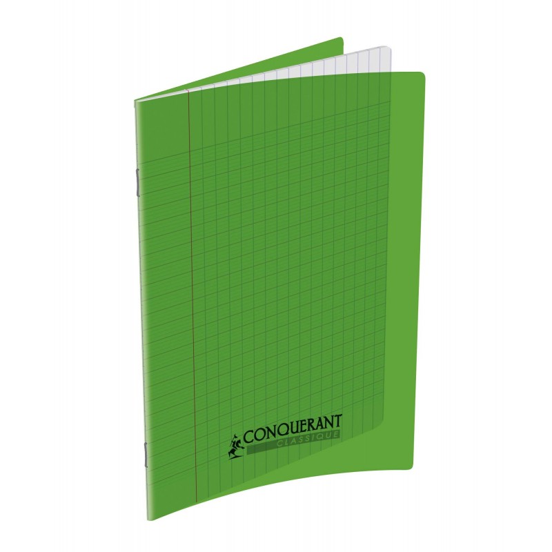 OXFORD Cahier Conquérant Classique 96 pages Grands Carreaux 17x22 90g Couverture polypro vert
