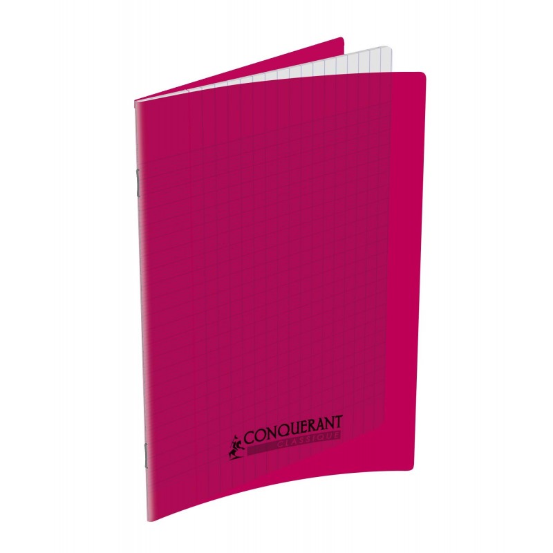 OXFORD Cahier Conquérant Classique 96 pages Grands Carreaux 17x22 90g Couverture polypro rose
