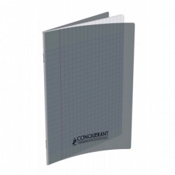 OXFORD Cahier Conquérant Classique 96 pages Grands Carreaux 17x22 90g Couverture polypro gris