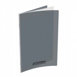 OXFORD Cahier Conquérant Classique 96 pages Grands Carreaux 24x32 90g Couverture polypro gris