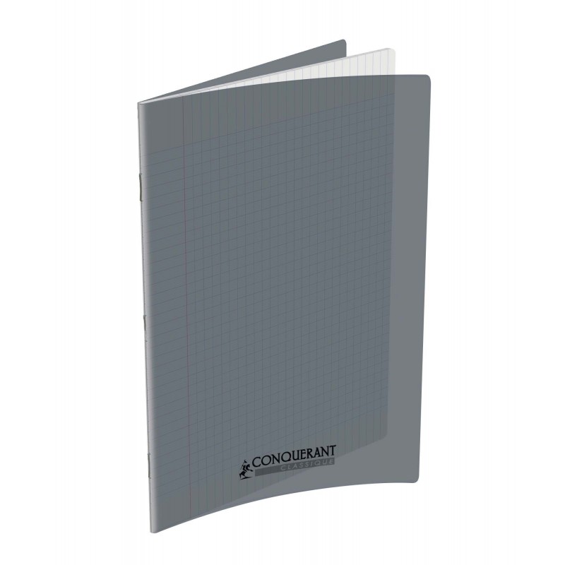 OXFORD Cahier Conquérant Classique 96 pages Grands Carreaux 24x32 90g Couverture polypro gris