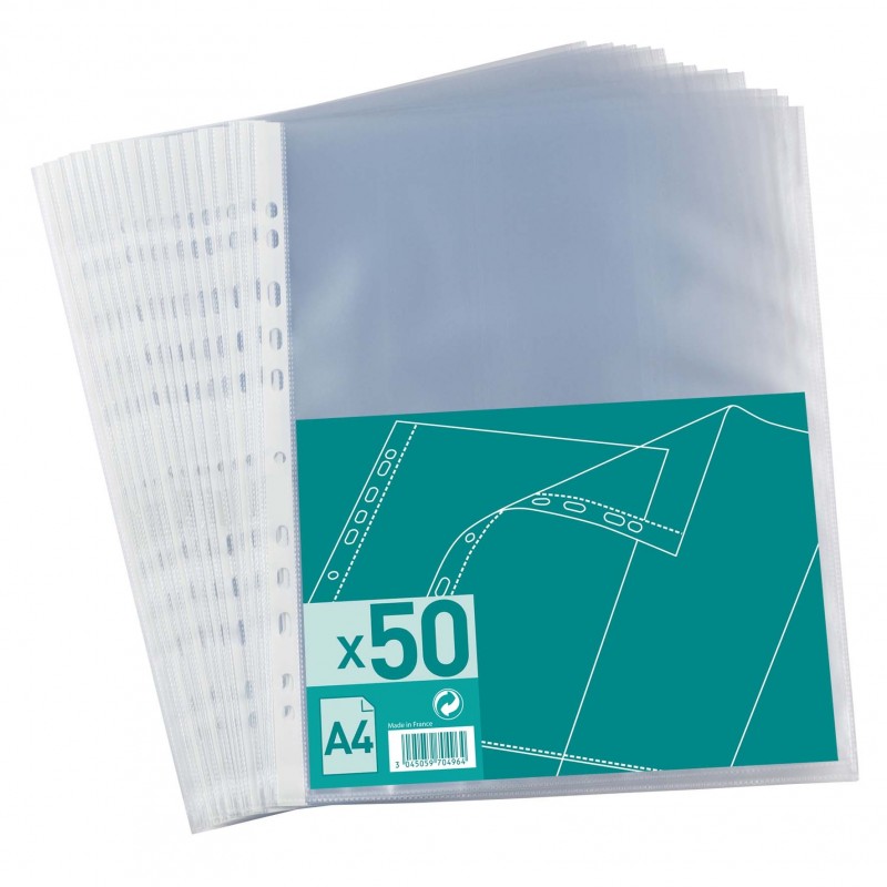 ELBA Sachet de 50 pochettes perforées Polypro 4/100e A4