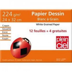 Pochette de 12 feuilles dessin 224g format 24x32cm