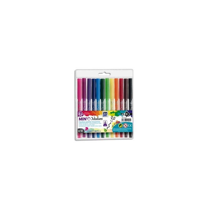 Pochette de 12 FEUTRES Pointe Moyenne assortis