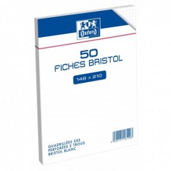 OXFORD Sachet de 50 fiches bristol perforées 14