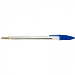 BIC Stylo à bille pointe moyenne encre bleue corps plastique transparent à capuchon CRISTAL