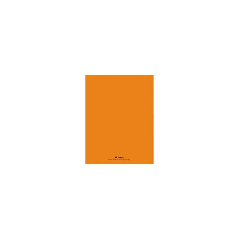 NEUTRE Cahier piqûre 24x32 48 pages grands carreaux 90g. Couverture polypro orange