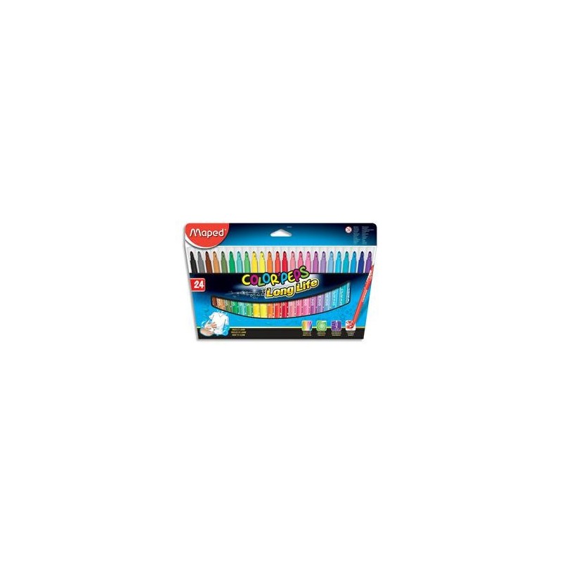 MAPED  Pochette 24 feutres de coloriage COLORPEP S. Pointe moyenne. Coloris assortis